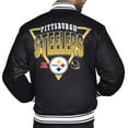 thumbnail image 3 of Men's Starter  Black Pittsburgh Steelers Printed Triangle Graphic Satin Full-Snap Varsity Jacket, 3 of 3