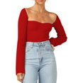 thumbnail image 3 of ORUYROP Pull pour Femmes Col Cœur Bustier Côtelé Corset Tricoté Manches Longues, 3 of 7