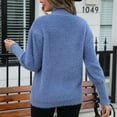 thumbnail image 6 of Htigea Womens Turtleneck Sweaters Solid Long Sleeve Knit Pullover Sweater Soft Comfy Casual Elegant Fall Tops Blue M, 6 of 9