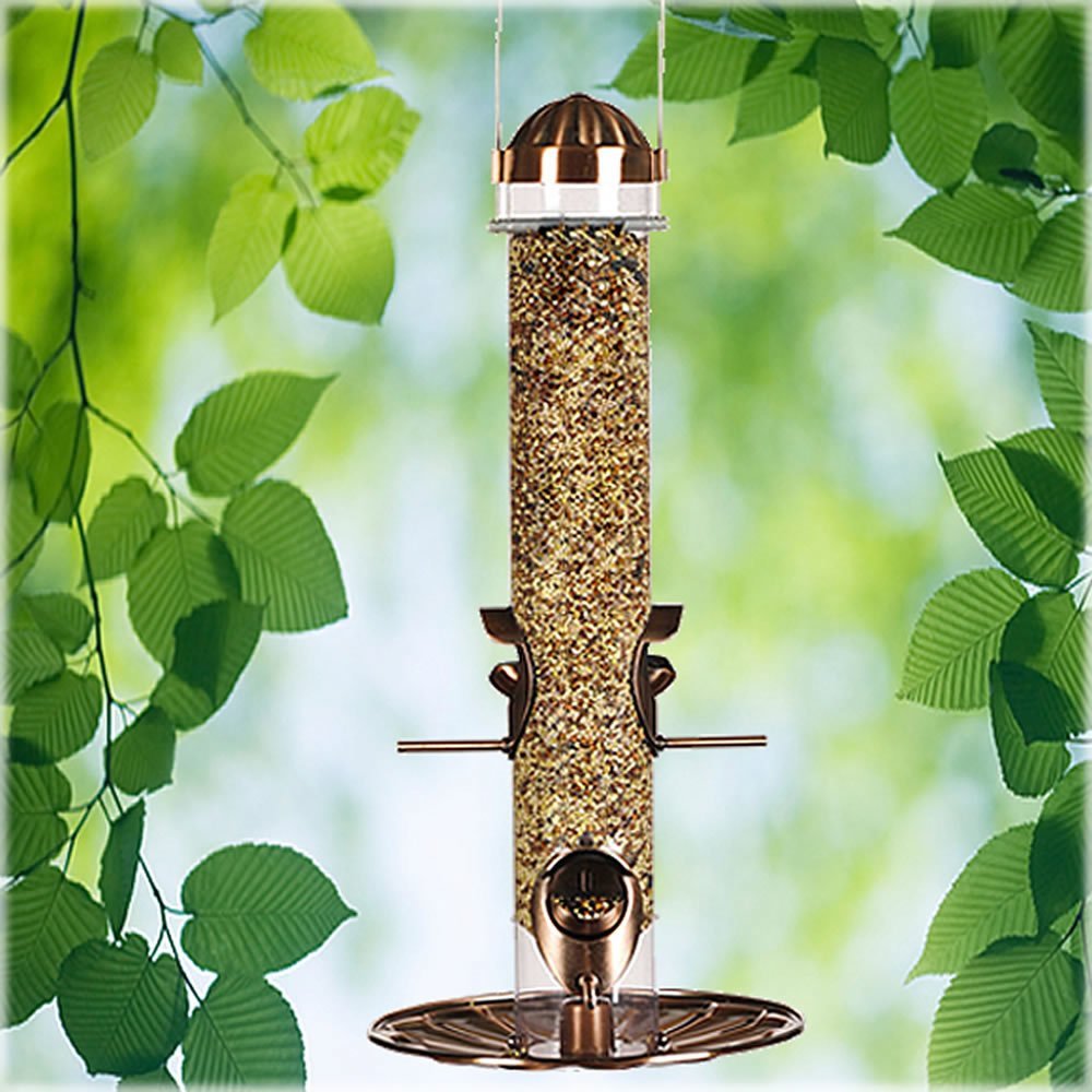Perky-Pet Copper Finish 2-in-1 Wild Bird Tube Feeder - 1.8 lb Capacity