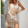 thumbnail image 6 of UPPADA Womens Swimwear Crochet Cover Ups Summer Beach Dress Vacation Outfits Hollow Out Knit Bathing Suit Coverups Beach Dresses Beige,L, 6 of 7