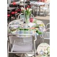 thumbnail image 4 of Outdoor Tablecloth with Umbrella Hole and Zipper, Happy Easter Round Table Cloth 60 Inch Waterproof Tablecloth, Green Blue Gnomes Bunny Flowers Striped Picnic Table Cover for Patio Camping, 4 of 7