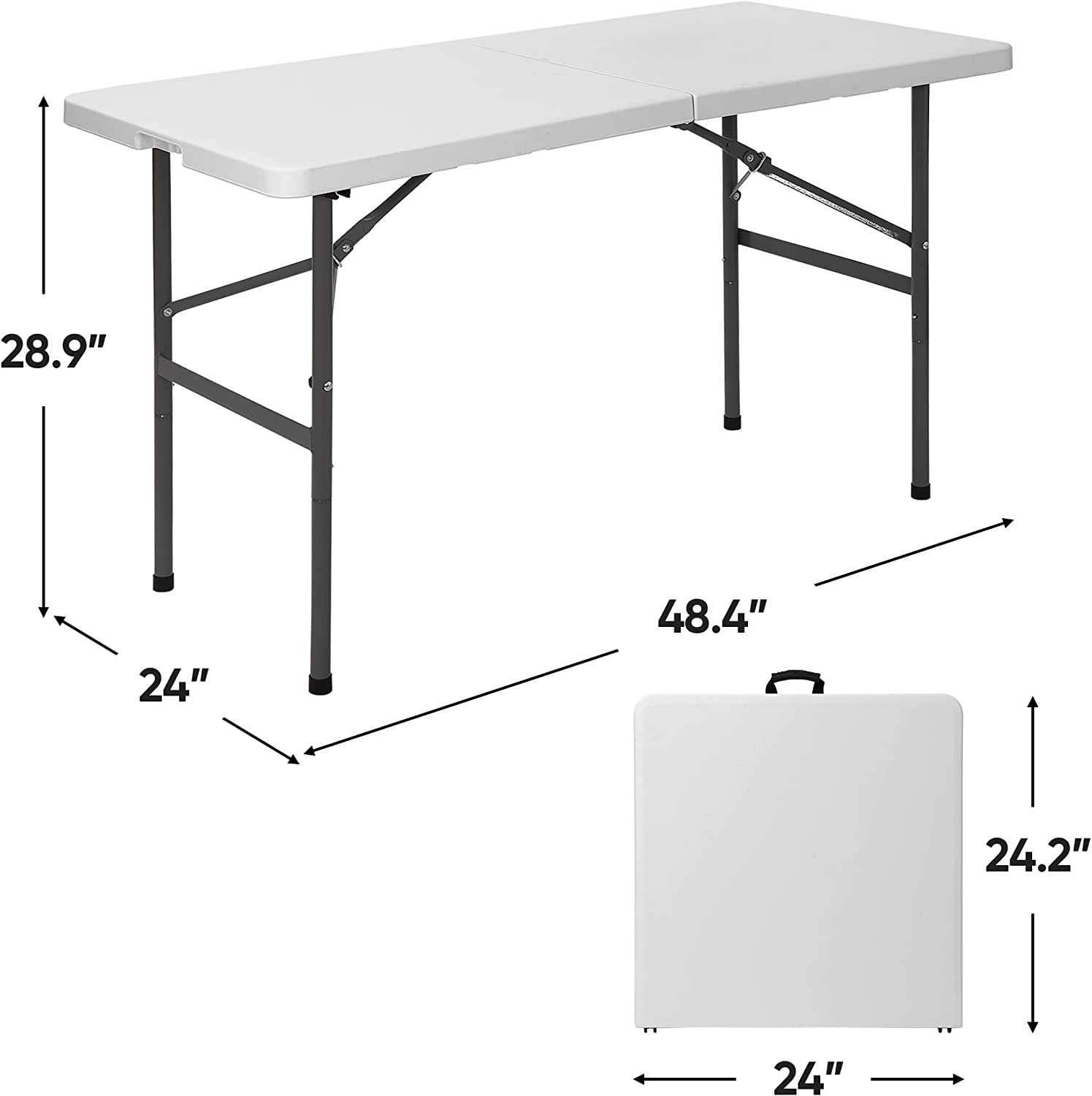 Yasong 4 ft Indoor Outdoor Heavy Duty Plastic Folding Table Portable ...