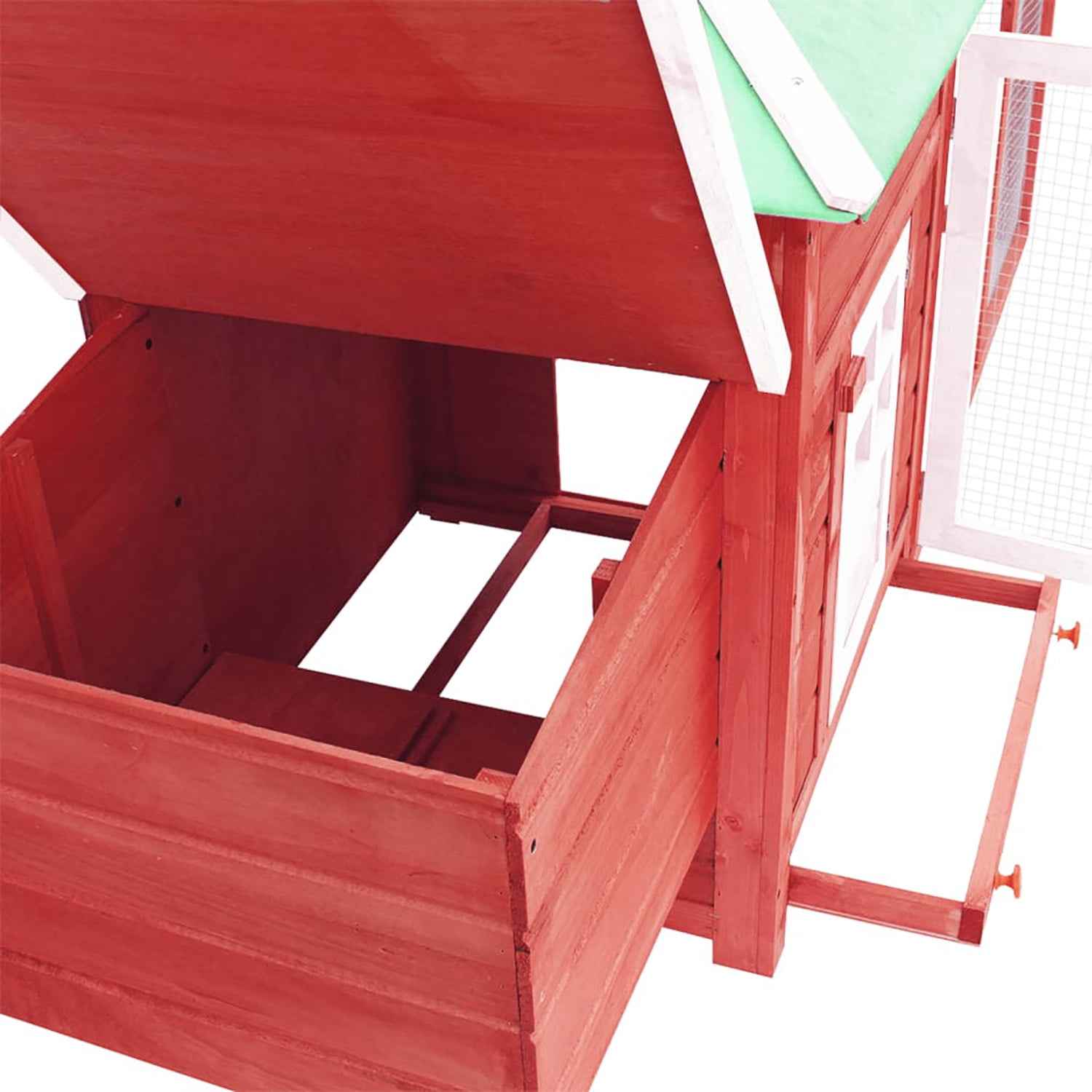 Pefilos 74.8" Wood Outdoor Large Rabbit Hutch Chicken Coop with Nest Box Pet Cages for Small Animals, Red Pefilos 74.8" Wood Outdoor Large Rabbit Hutch Chicken Coop with Nest Box Pet Cages for Small Animals, Red