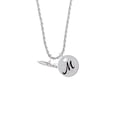 thumbnail image 2 of Delight Jewelry Silvertone Cruise Liner Silvertone Script Initial Disc - M - Charm Necklace, 20"+3", 2 of 4