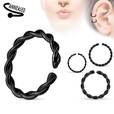 3PCS 22G Steel Seamless Nose Hoop Clip – Tiny Tragus/Lip Ring – Annealed Fake Hoop