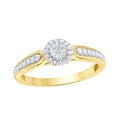 thumbnail image 1 of Round Cut White Natural Diamond Frame Vintage Style Promise Ring in 10k Yellow Gold (0.17 Cttw), 1 of 1
