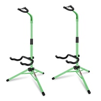 5 Core Guitar Stand Floor Adjustable Heavy Duty 2pcs w Neck Holder Universal Supports for Acoustic Electric Classic Bass Instrument Folding Portable Green - GSH HD GR 2pk