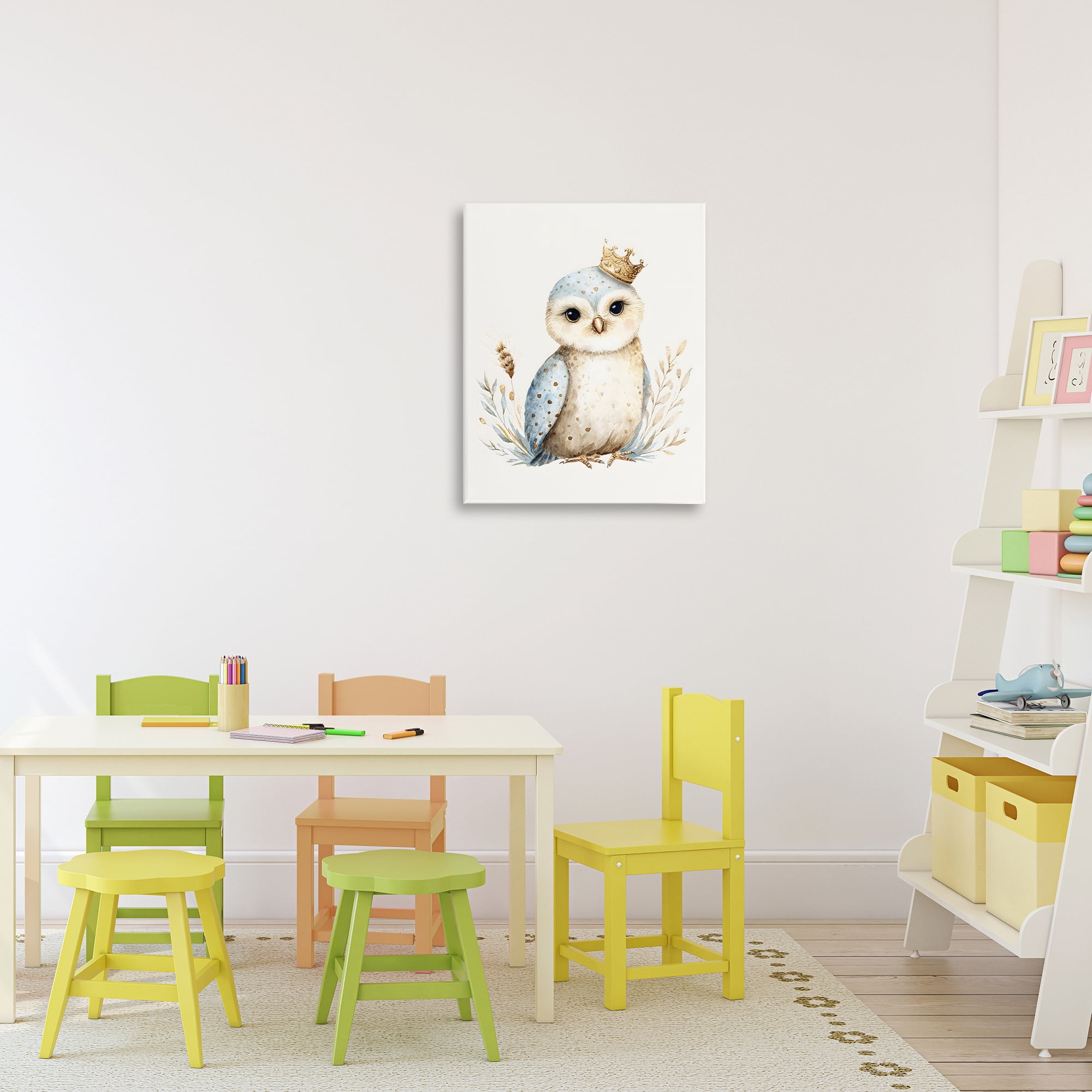 Stupell Industries Watercolor Nursery Owl Canvas Wall Art, design by LSR Design Studio
