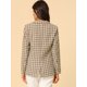 thumbnail image 5 of Blazers para mujer Chaqueta tipo blazer a cuadros con solapa con muesca Boyfriend Caqui M, 5 of 6