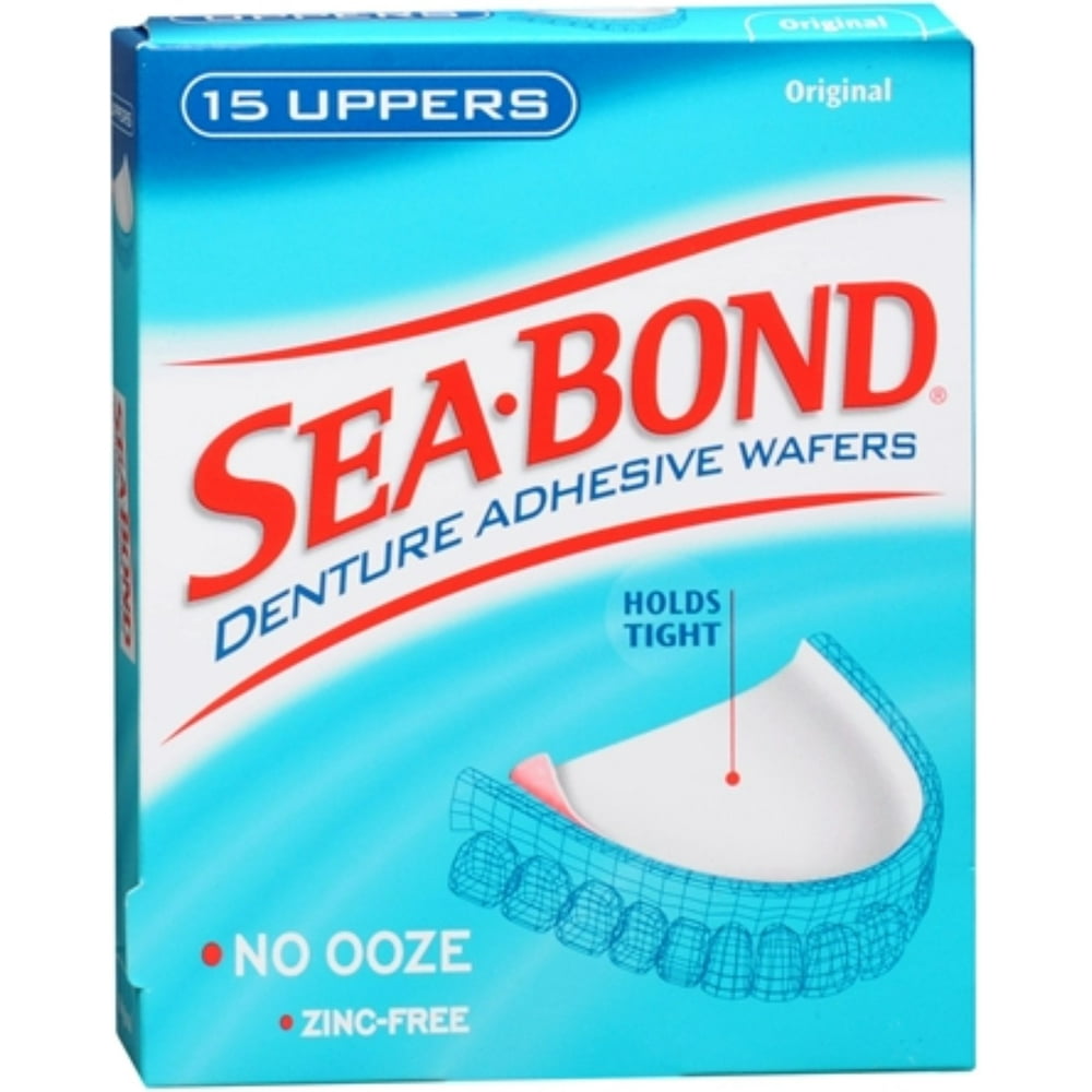 SEABOND Denture Adhesive Wafers Uppers Original 15 Each (Pack of 6)