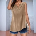 thumbnail image 2 of Yubnlvae Beige Summer Tops for Women Trendy Sleeveless Cotton Linen Tank Top Casual Button V Neck Tunic Blouses, Xxl, 2 of 4