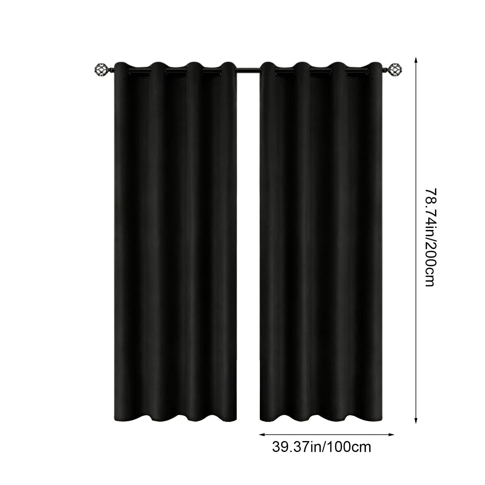 100% Blackout Curtains for Bedroom 80 Inch Length 2 Panels Set, Solid Thermal Insulated Energy Saving Rod Pocket Window Treatment Curtains Blackout Drapes, W40 x L80 Inch, Black