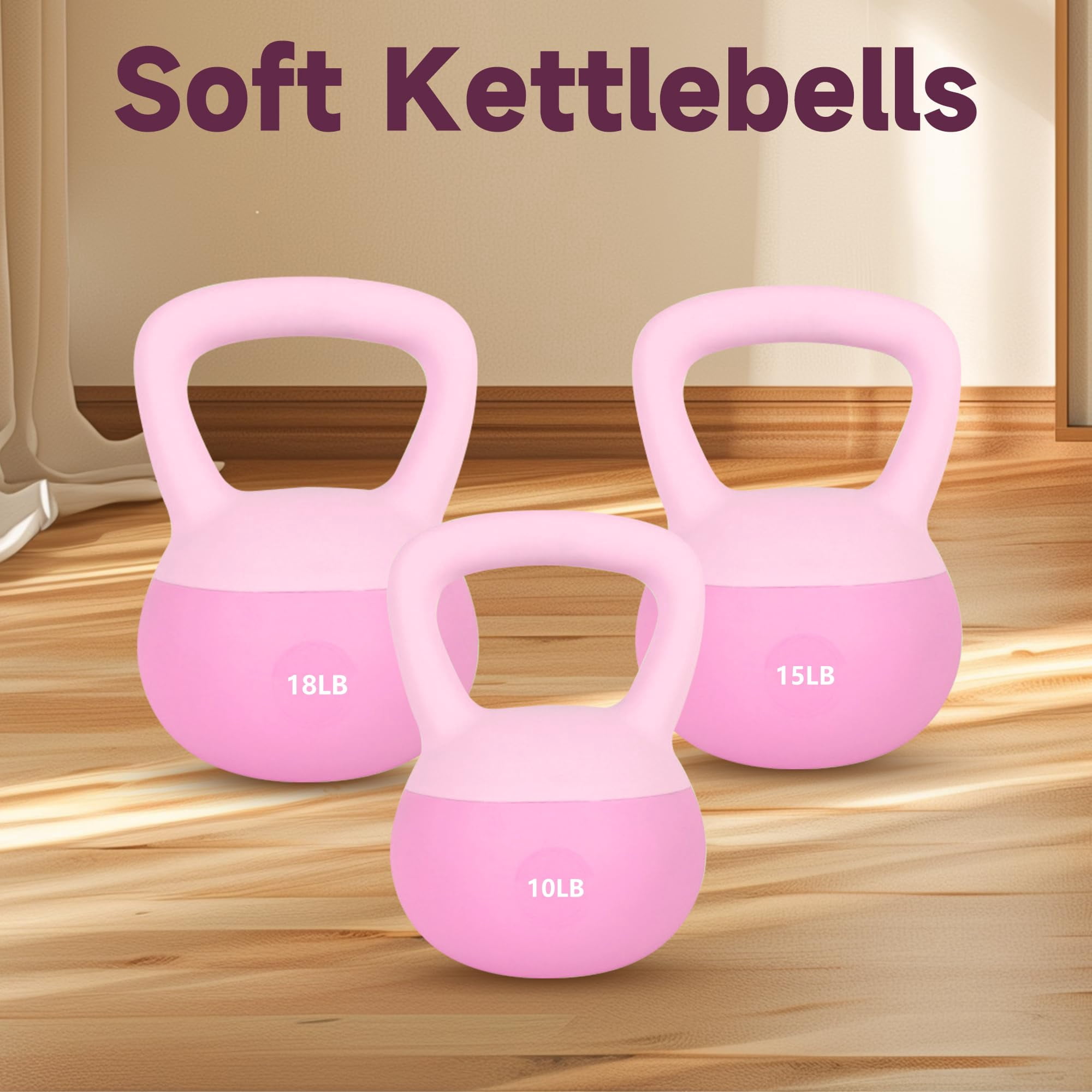 Soft Kettlebells,Sand Filled Weights for Women and Men,Color Coded Anti Slip Soft Kettlebells,Home workout