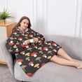 thumbnail image 5 of Oversized Wearable Blanket Hoodie,Red Brown Mushroom Black Pattern Sherpa Blanket Hoodie with Super Pockets,Super Warm Fuzzy Pullover for Women & Men, 5 of 6