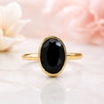 thumbnail image 5 of vylahjewellery Unique Black Oval Cut Moissanite Solitaire Engagement Ring 14K Vermeil Yellow Gold Classic Bezel Wedding Promise Ring for Women, 5 of 7