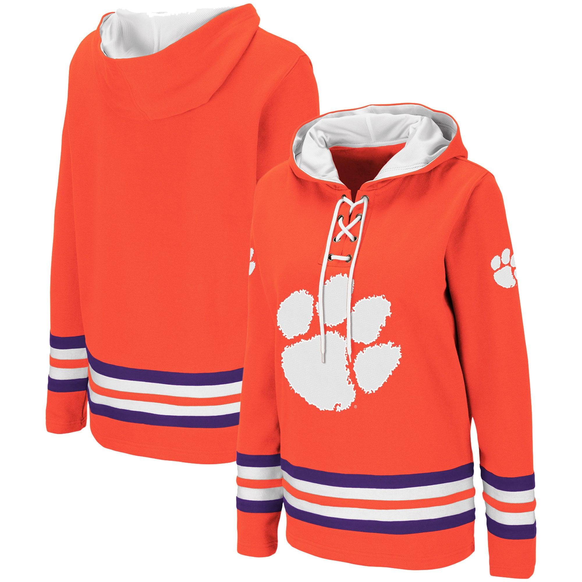Clemson Tigers Colosseum Women's Striped Lace-Up Pullover Hoodie - Orange - Walmart.com 