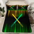 thumbnail image 2 of Manfei Neon Light Sword Twin Sheet Sets,Cartoon Lightsaber Twin Fitted Sheet,Green Yellow Black Flat Sheet For Kids,Luxury Bedroom Decor,3 Pieces, 2 of 7