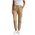 thumbnail image 2 of Titcea Cargo Pants Women High Waisted Drawstring Solid Color Casual Straight-Leg Pants with Multi Pockets Lightweight Comfy Summer Cargo Pants, 2 of 6
