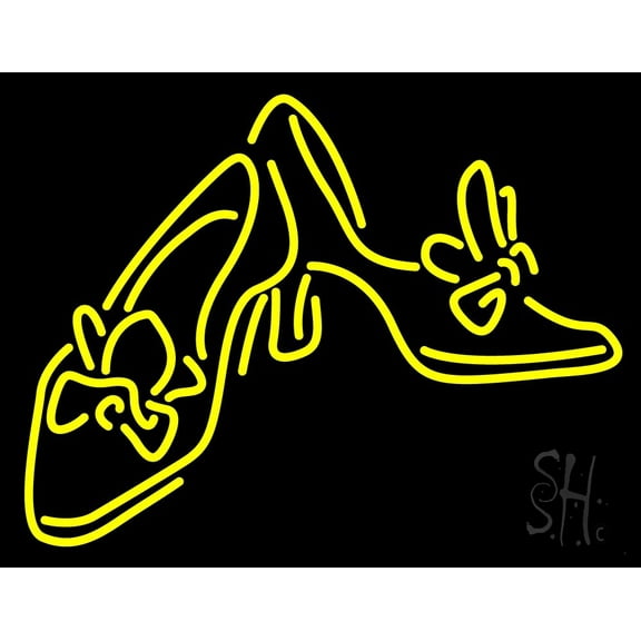 Sandal Heels LED Neon Sign 15 x 19 - inches, Black Square Cut Acrylic Backing, with Dimmer - Bright and Premium built indoor LED Neon Sign for store interior Décor, Storefront.