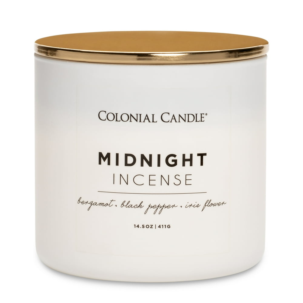 Colonial Candle Midnight Incense 14.5oz 3 Wick Candle, White Walmart
