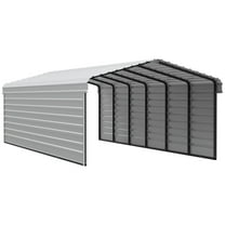 Arrow 29 x 12 x 7 ft Eggshell Steel Carport With 2 Side Wall Kit