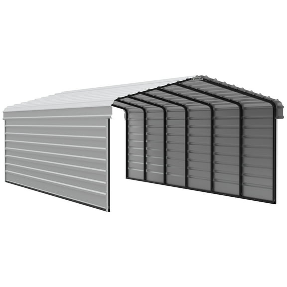 Arrow 29 x 12 x 7 ft Eggshell Steel Carport With 2 Side Wall Kit