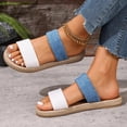 thumbnail image 2 of RXMEKW Flat Beach Sandals with Color-Block Webbing for Women, Plus-Size Casual Shoes with Thick Rope-Sole for Spring and Summer, Lightweight Comfortable Slide Sandals, 2 of 5