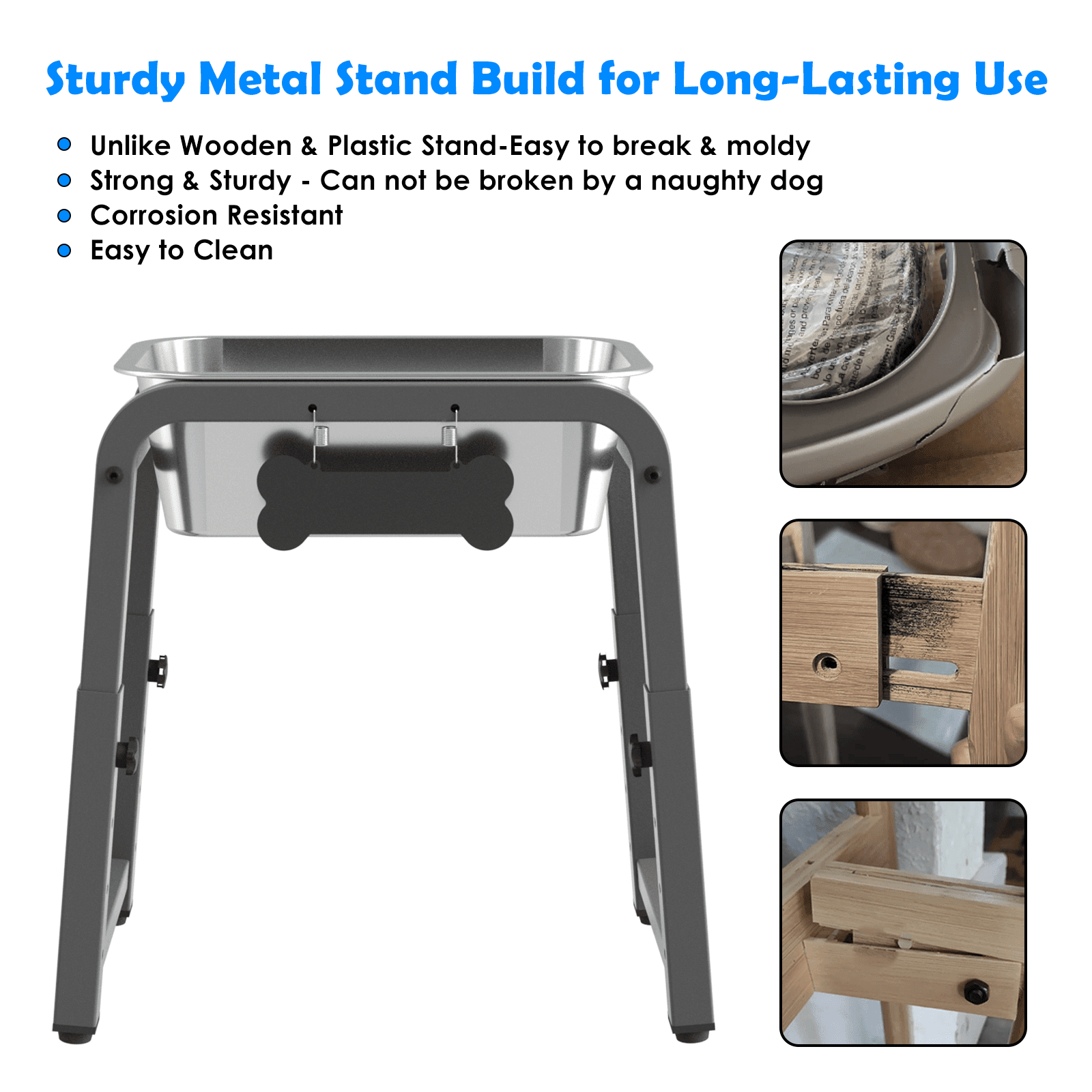 1.2 Gallon Elevated Dog Water Bowls for Large Dogs, 4 Adjustable Heights, Raised Dog Water Stand with Mat