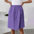 thumbnail image 6 of IWRICH Women's Casual Skorts High Waist Summer Linen Knee Length Shorts Solid Tennis Golf Beach Loose Trendy Skirt with Pockets Dark Purple XXL, 6 of 6