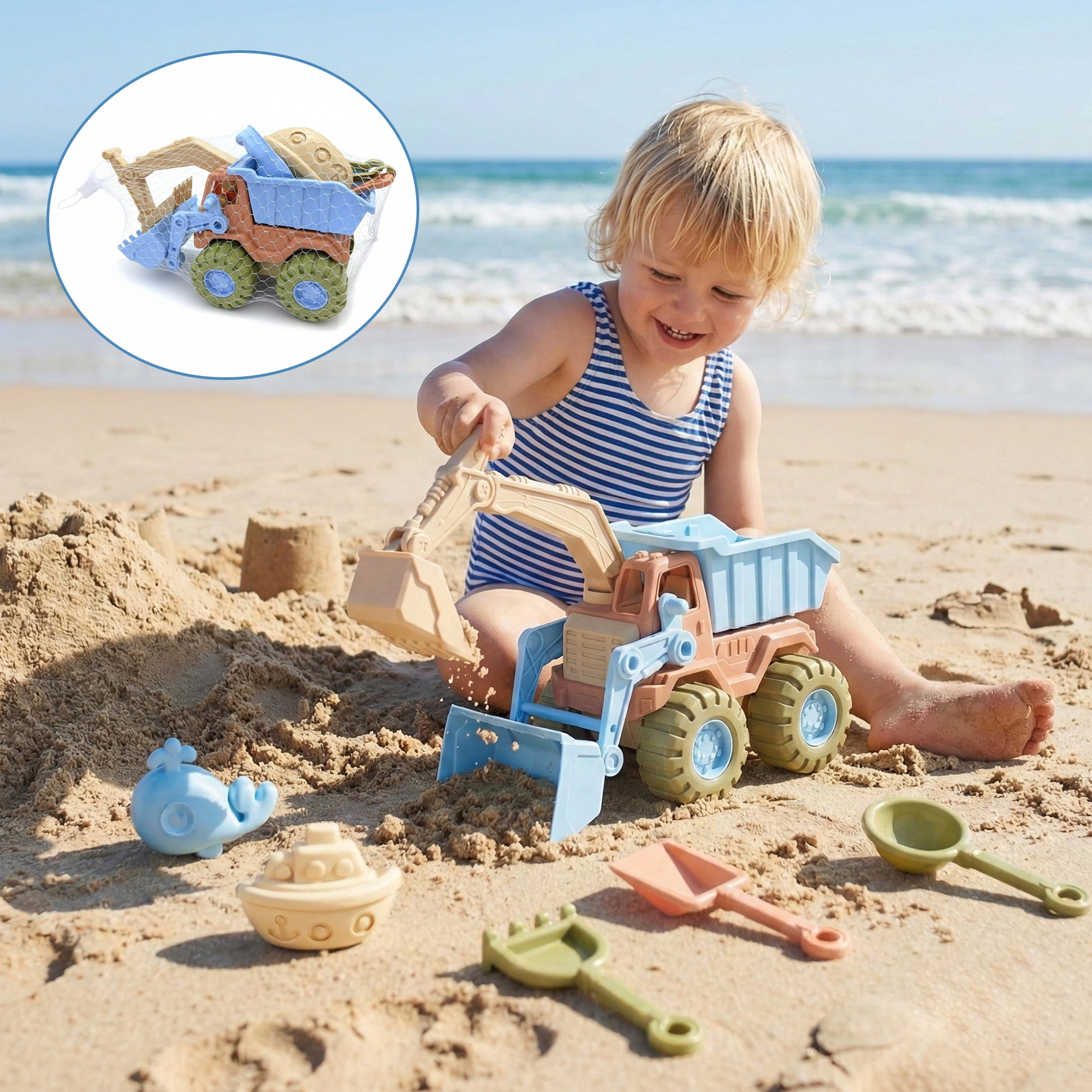 Flynow 7 Pcs Beach Toy Set for Kids 3+ Years Old