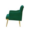 thumbnail image 5 of Velvet Accent Chair, Modern Button Tufted Thicked Upholstered Armchair with High Wide Backrest & Golden Metal Legs, Comfy Leisure Single Sofa Chair with Side Pocket for Living Room Bedroom, Green, 5 of 5
