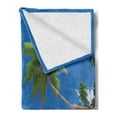 thumbnail image 2 of Ocean Soft Flannel Fleece Blanket, Tropical Beach with Palm Trees in the Ocean Summer Paradise Image Modern Design, Cozy Plush for Indoor and Outdoor Use, 70" x 90", Blue Green Cream, by Ambesonne, 2 of 5