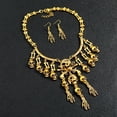 thumbnail image 1 of 1 Set Halloween Jewelry Set Skull Skeleton Exaggerated Style Adjustable Length Retro Alloy Halloween Party Performance Hanging Earrings Necklace Set, 1 of 8