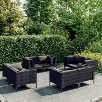 vidaXL 8 Piece Patio Lounge Set with Cushions Poly Rattan Dark Gray