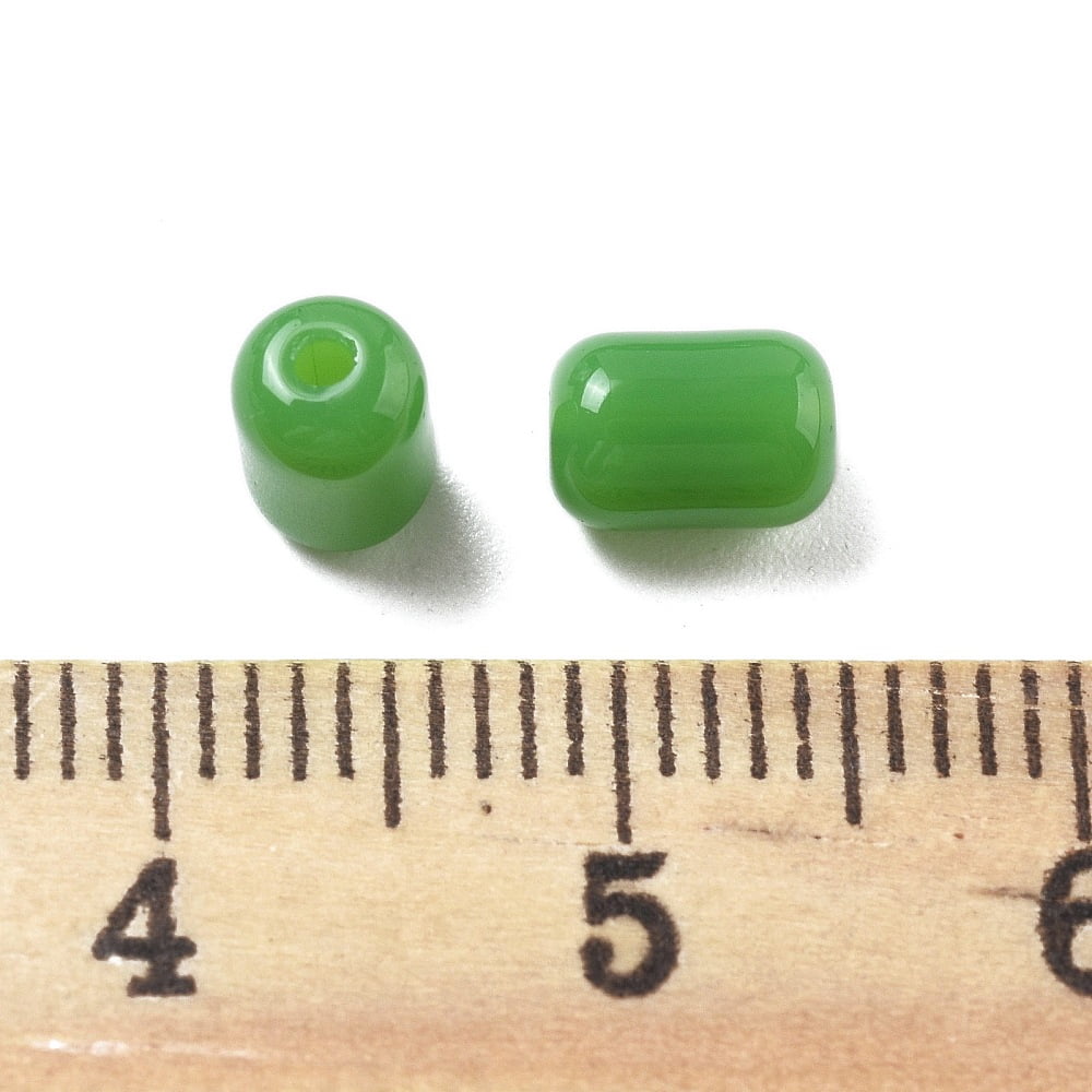 Opaque Imitation Jade Glass Beads Column Green 6x4mm Hole: 1mm 2647pcs/pound