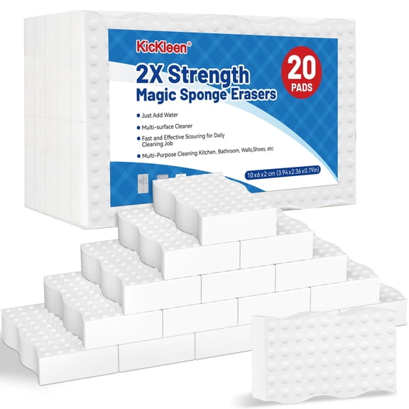 20 Pack Magic Sponges Cleaning Eraser, 2X Density Melamine Sponge,Cleaning Pad for Bathroom,Kitchen,Dish,Furniture, Floor,Wall,Shoe,Cleaner, Non-Scratch Scrub Foam