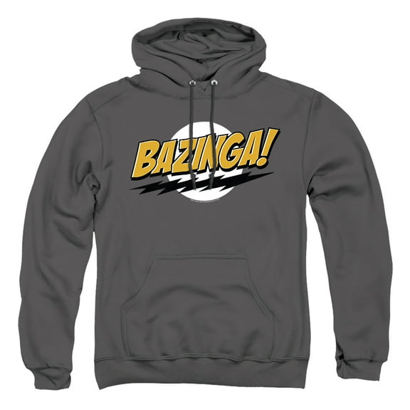 Big Bang Theory Bazinga Unisex Adult Pull-Over Heather Hoodie, Small, Charcoal