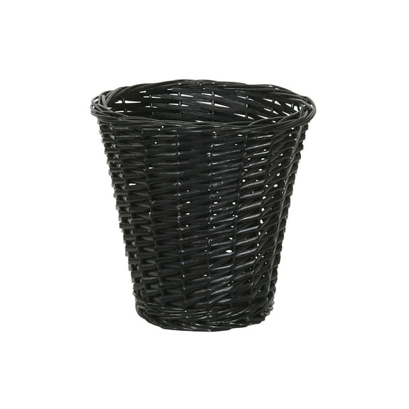 Household Essentials Wicker Waste Basket, Willow Weave Painted Black, Includes Plastic Liner, Great as a Waste Basket or Decorative Planter, Black