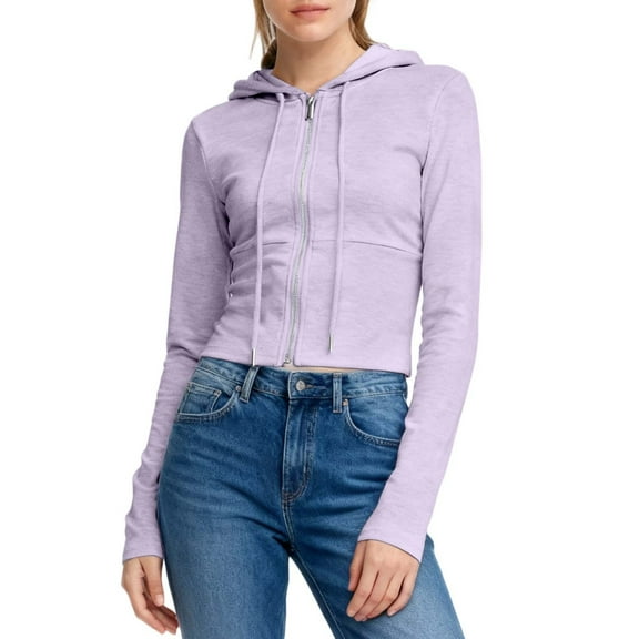 Landzoo One Slim Zip Hoodies Casual Cropped Jackets Hoodies Sweatshirts Cozy Stylish Women's Sweatshirt L