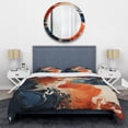 thumbnail image 3 of Designart "Liquid Ink Waves Blue and Orange Fusion V" Abstract Painting Bedding Covert Set - Abstract Blue Modern Bed Set With 2 Shams, 3 of 6