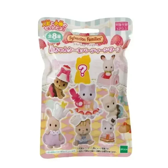 Original Sylvanian Families Blind Box Baby Mini Figure Forest Family Cake Mystery Box Familias Sylvanian Lucky Bag Birthday Gift