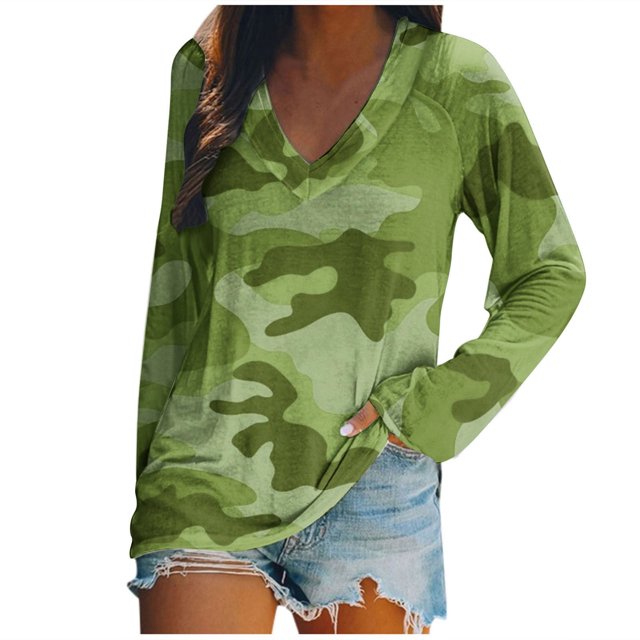 KIHOUT - Blusas casuales para mujer, liquidación 2024, moda clásica, blusa lisa con cuello en V, blusas básicas holgadas de otoño, blusas tipo túnica de manga larga