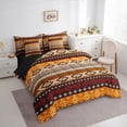 thumbnail image 3 of Feelyou Western Boho Aztec Twin Bedding Sets 7-Piece for Teens, Orange Tribal Square Bedding Comforter Set, Vintage Fashion Style Reversible Sheet Sets, Breathable Home Decor, 3 of 8