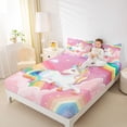 thumbnail image 4 of Castle Fairy Kawaii Magical Horse Twin Sheet Sets 3pcs for Kids Teens Girls,Cartoon Rainbow Unicorn Twin Fitted Sheet Microfiber,Dreamy Princess Breathable Flat Sheet,Breathable Home Decor, 4 of 7