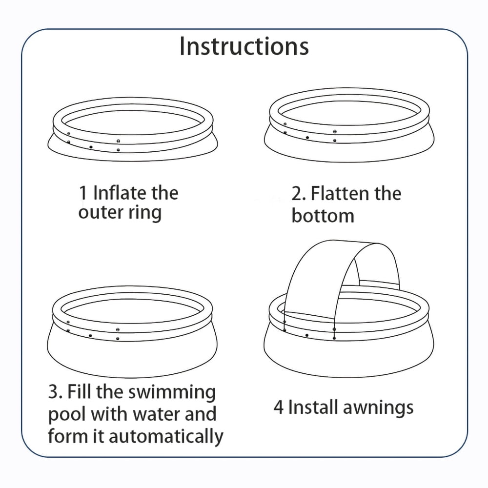 Inflatable Swimming Pool with Canopy, 118"x26" Inflatable Swimming Pool for Family, Blow Up Pool for Garden, Backyard, Summer Water Party