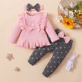 thumbnail image 2 of BLVB Baby Girl Clothes Newborn Infant Ribbed Knit Outfits Long Sleeve Ruffle Tops+Pants+Headband Fall Baby Clothes for Girls, 2 of 7