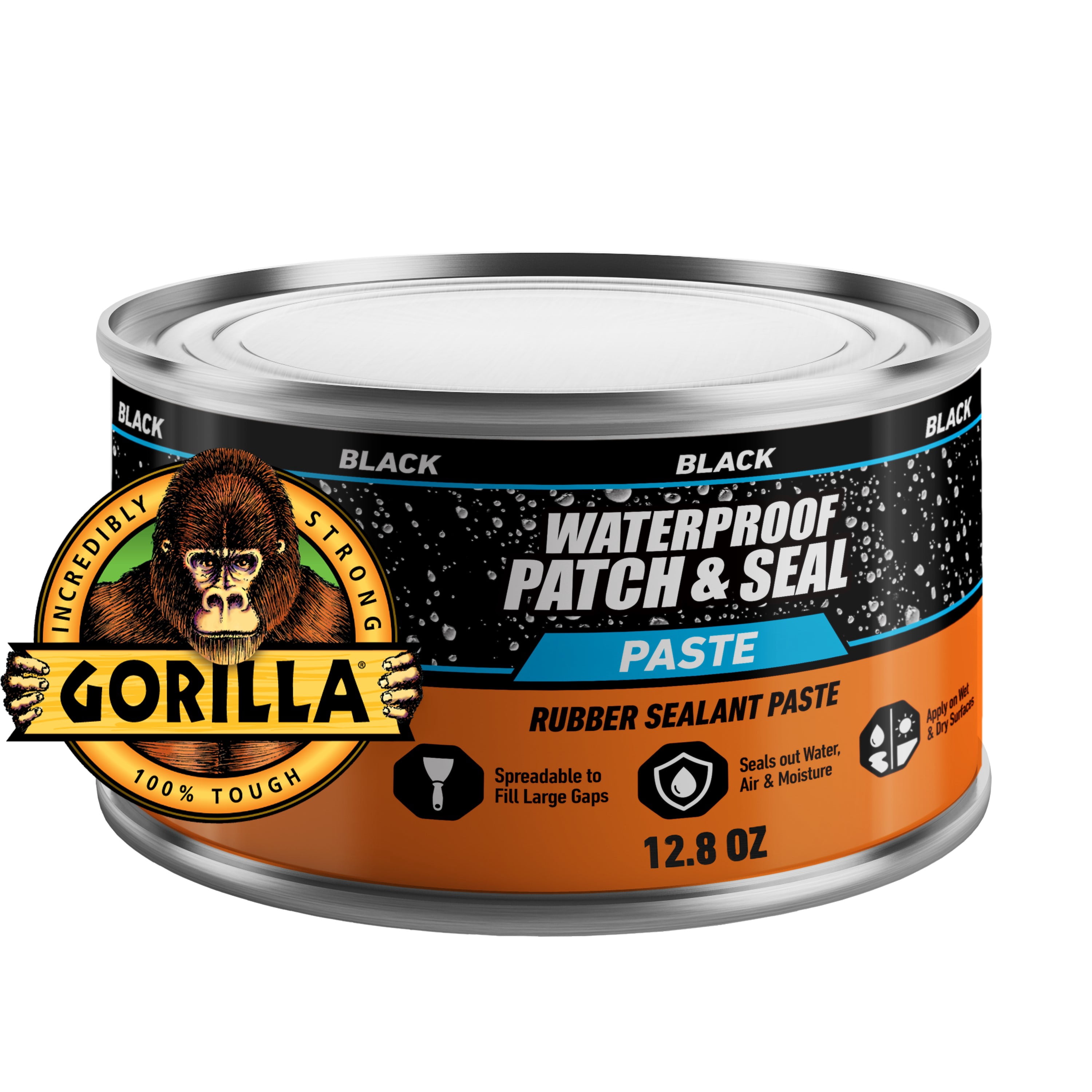 (2 pack) Gorilla Waterproof Patch and Seal Paste Black 1 Pound Can
