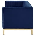 thumbnail image 4 of Maklaine Velvet Tuxedo Sofa with Y-Metal Base in Navy Blue/Gold, 4 of 9