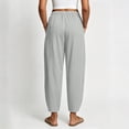 thumbnail image 4 of Ayolanni Solid Pants for Women Elastic Waist Casual Flowy Jogger Pants Loose Gray Drawstring Straight Boho Trousers with Pockets XXXL, 4 of 7